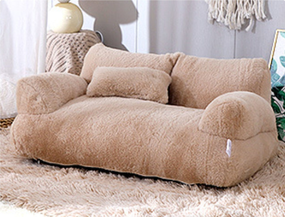 Soft Plush Pet Bed Sofa for Cats & Dogs