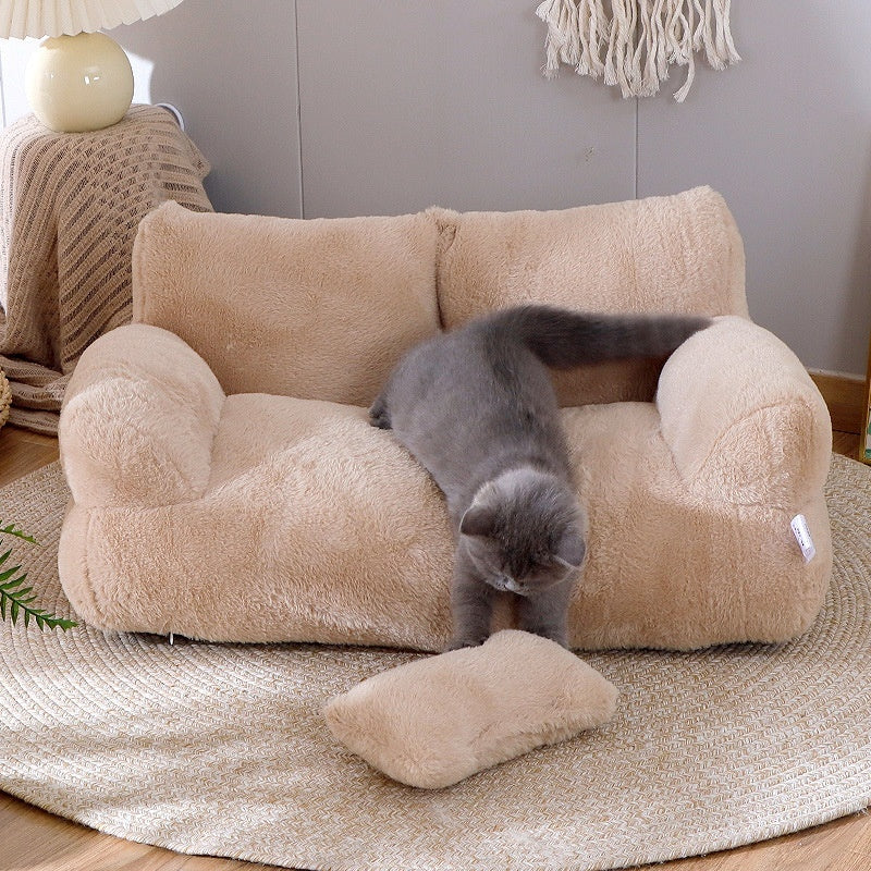 Soft Plush Pet Bed Sofa for Cats & Dogs