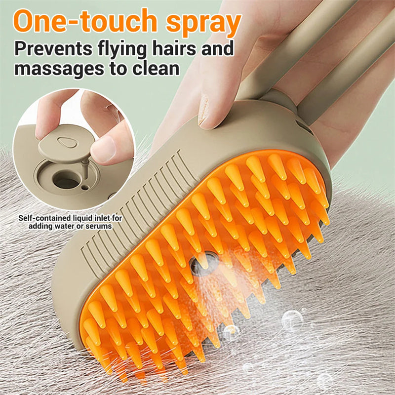 Steam Grooming Brush for Cats & Dogs - 3-in-1 Electric Pet Steam Brush
