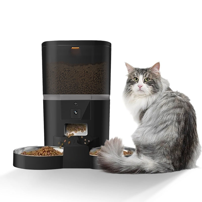 Smart Automatic Pet Feeder With Double Bowl/Split Feed, Hd Camera & App Control 🐾