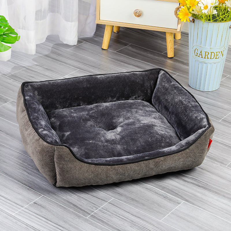 Luxury Flannel Pet Bed – Cozy Square Nest for Dogs & Cats