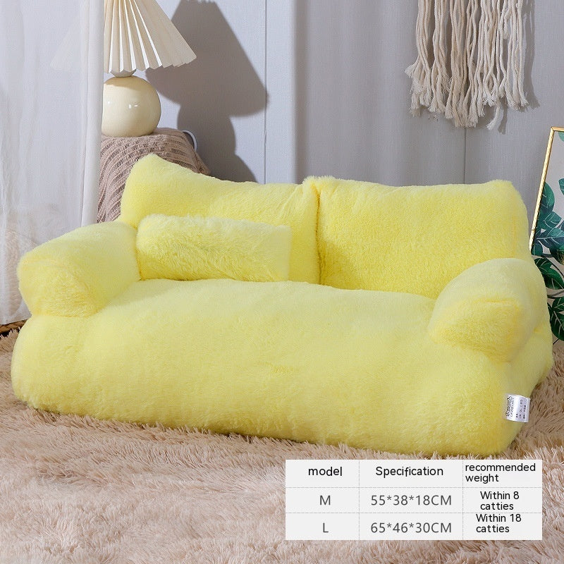 Soft Plush Pet Bed Sofa for Cats & Dogs