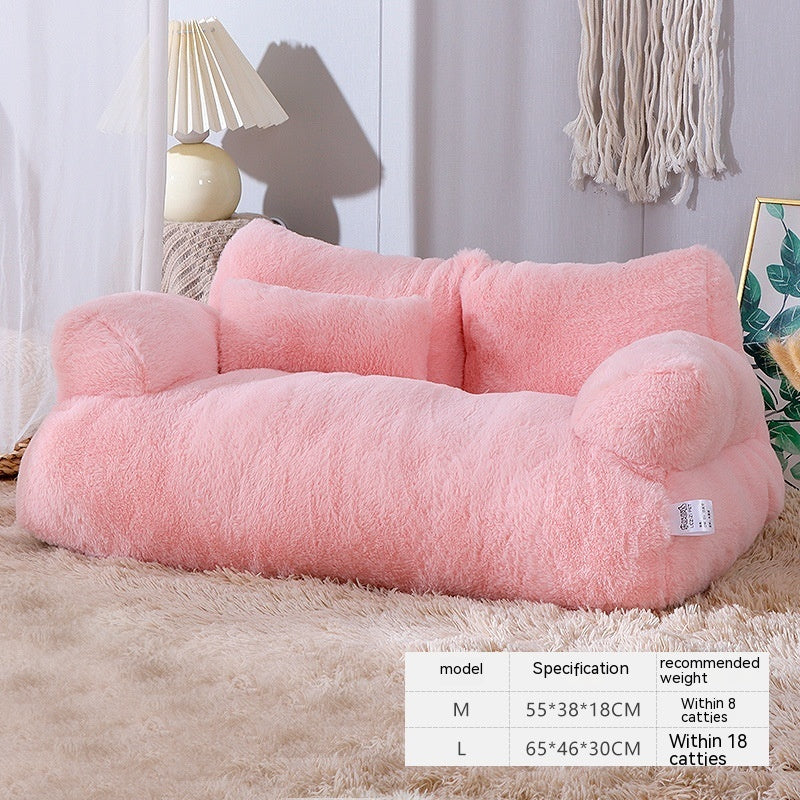 Soft Plush Pet Bed Sofa for Cats & Dogs