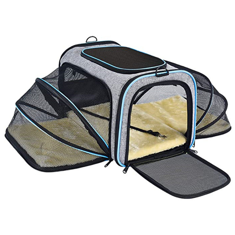 Airline-Approved Expandable Pet Carrier – Foldable Soft Cat & Dog Travel Bag with Reflective Strips