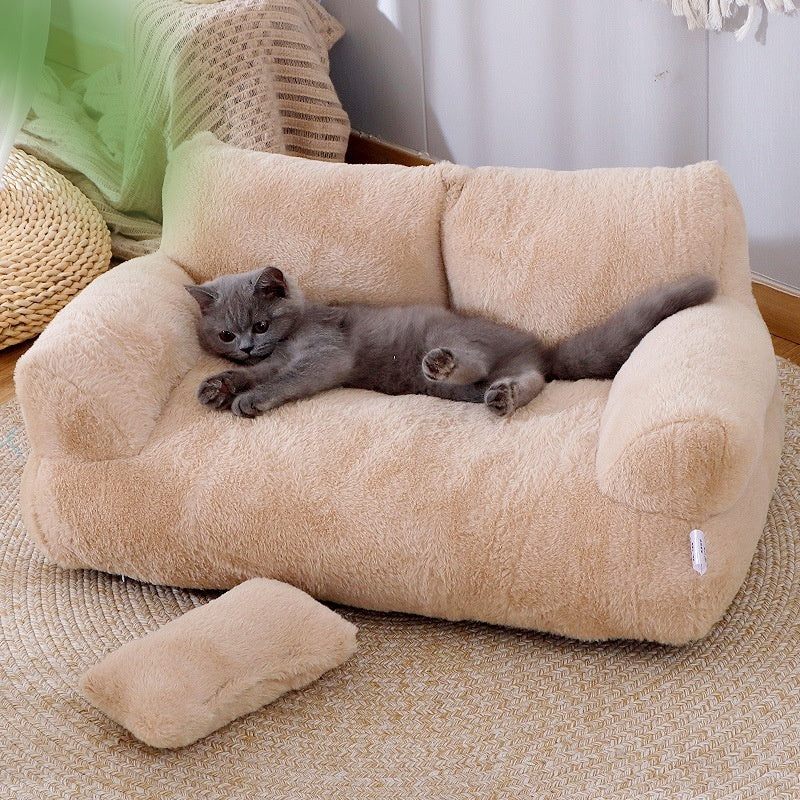 Soft Plush Pet Bed Sofa for Cats & Dogs