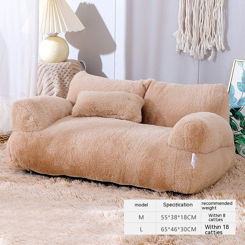 Soft Plush Pet Bed Sofa for Cats & Dogs