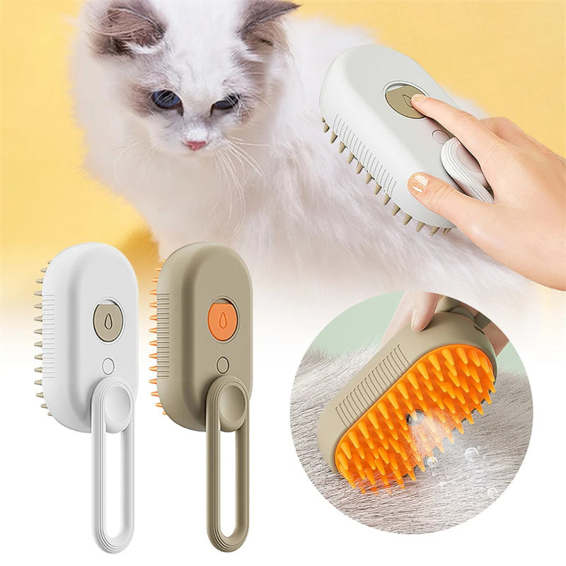 Steam Grooming Brush for Cats & Dogs - 3-in-1 Electric Pet Steam Brush