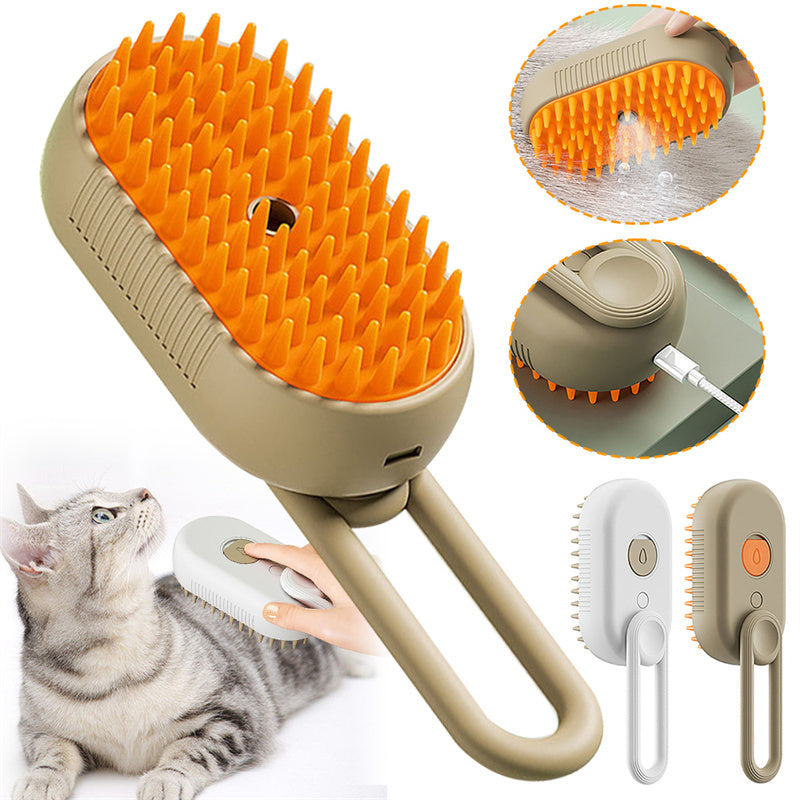 Steam Grooming Brush for Cats & Dogs - 3-in-1 Electric Pet Steam Brush