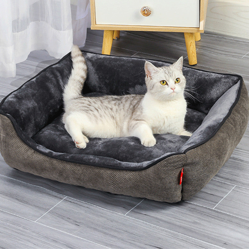 Luxury Flannel Pet Bed – Cozy Square Nest for Dogs & Cats