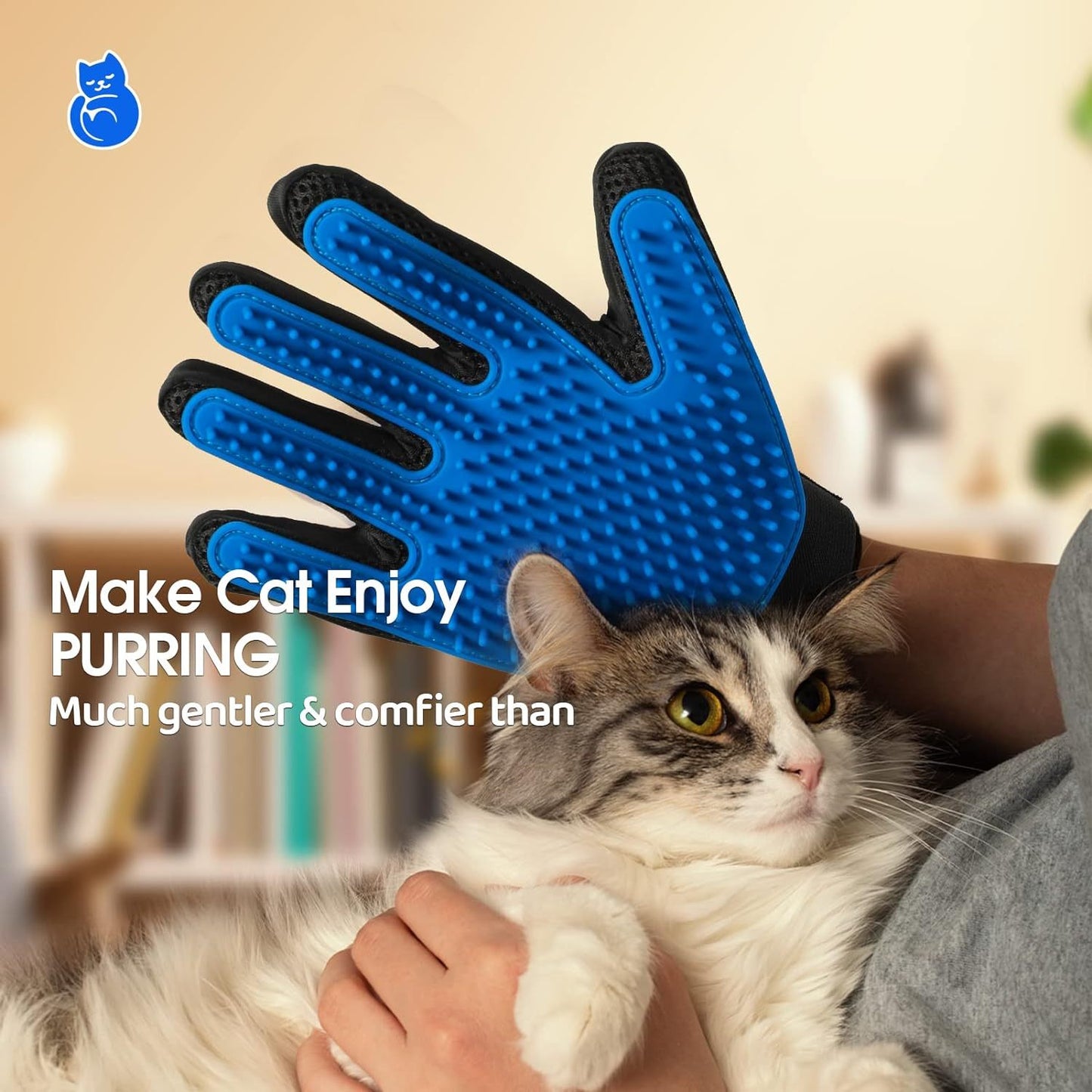 Pet Grooming Gloves - For Cats & Dogs Brush For Gentle Shedding & Efficient Pet Hair Remover.