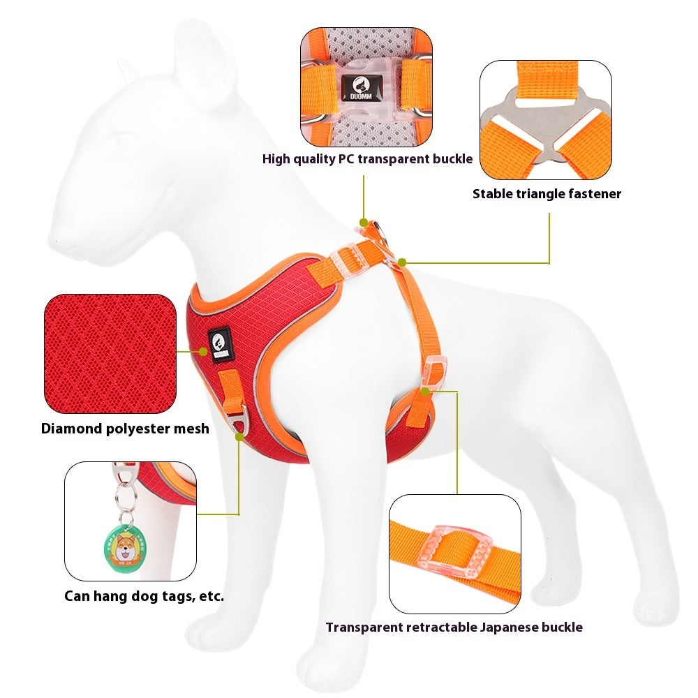 Dog Harness - Adjustable, Breathable, Mesh Reflective Saddle For Small & Medium Dogs