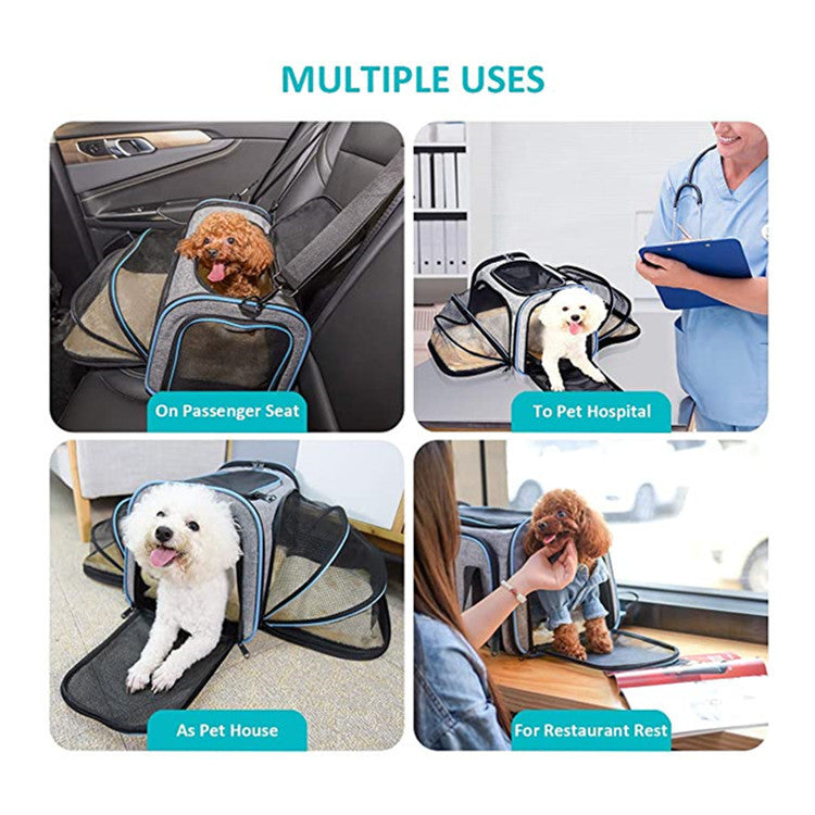 Airline-Approved Expandable Pet Carrier – Foldable Soft Cat & Dog Travel Bag with Reflective Strips