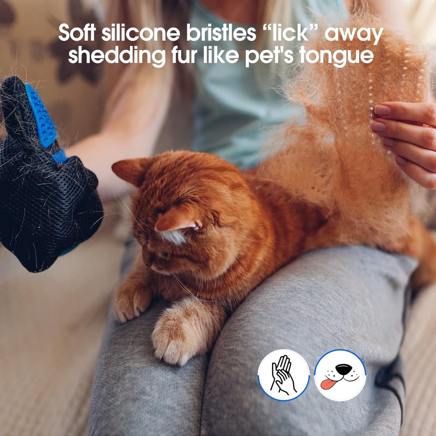 Pet Grooming Gloves - For Cats & Dogs Brush For Gentle Shedding & Efficient Pet Hair Remover.
