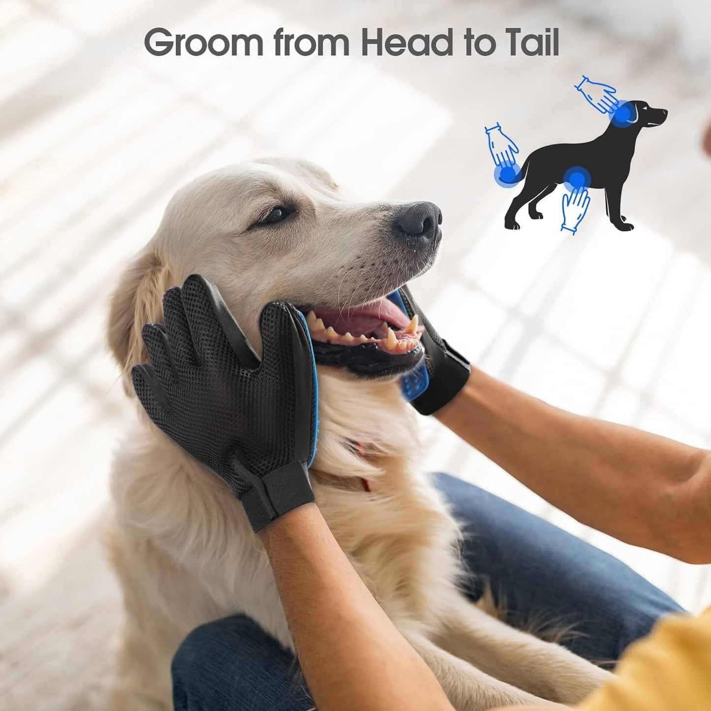 Pet Grooming Gloves - For Cats & Dogs Brush For Gentle Shedding & Efficient Pet Hair Remover.