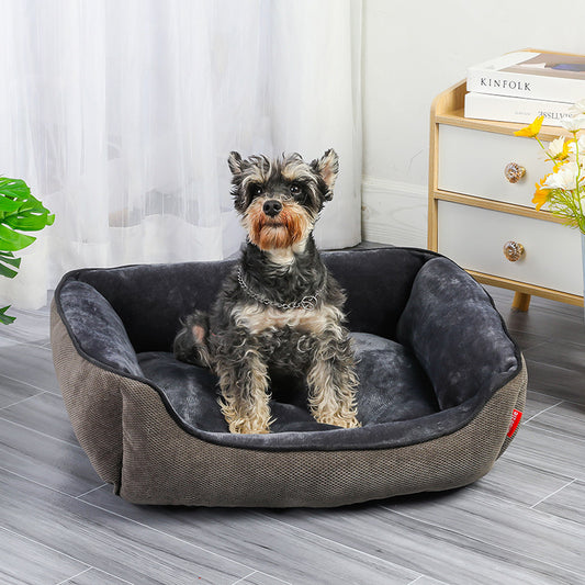 Luxury Flannel Pet Bed – Cozy Square Nest for Dogs & Cats