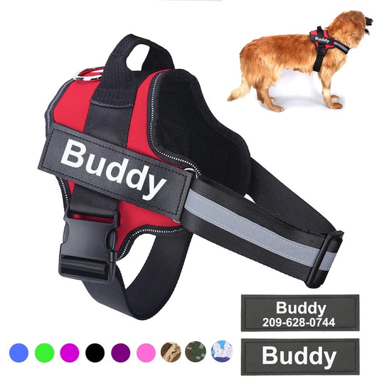Personalized Dog Harness NO PULL, Reflective, Breathable Vest - Custom Patch in Various Colours.