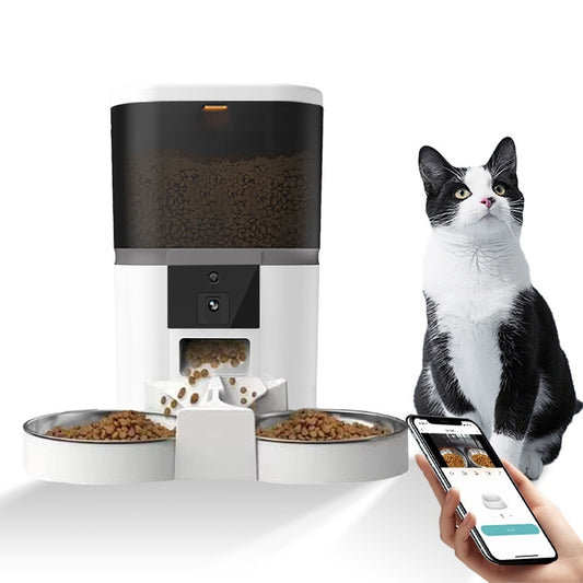 Smart Automatic Pet Feeder With Double Bowl/Split Feed, Hd Camera & App Control 🐾