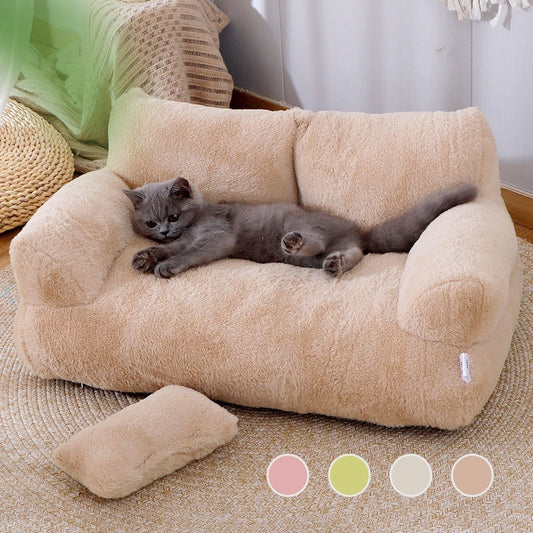Soft Plush Pet Bed Sofa for Cats & Dogs