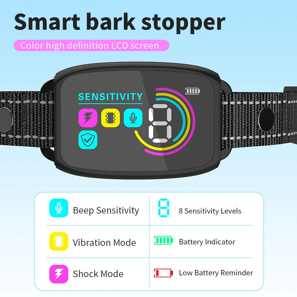 Smart Automatic Anti Barking Dog Collar - Rechargeable Bark Restrictor
