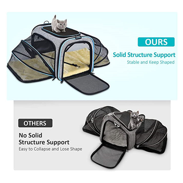 Airline-Approved Expandable Pet Carrier – Foldable Soft Cat & Dog Travel Bag with Reflective Strips