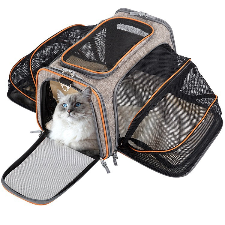 Airline-Approved Expandable Pet Carrier – Foldable Soft Cat & Dog Travel Bag with Reflective Strips