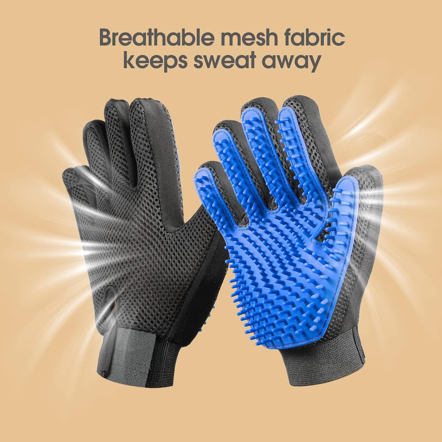 Pet Grooming Gloves - For Cats & Dogs Brush For Gentle Shedding & Efficient Pet Hair Remover.